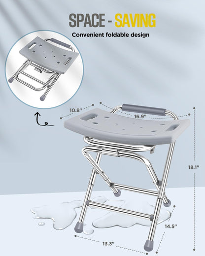 Folding Shower Chair for Inside Shower, Stainless Steel Frame