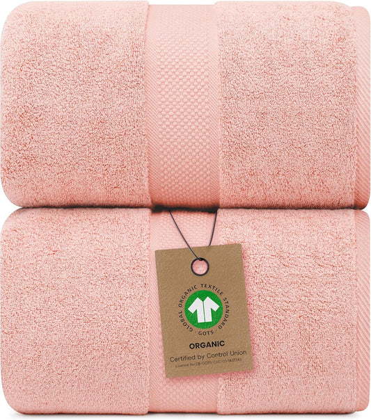 100% Organic Zero-Twist Cotton Towels - GOTS Certified Luxury Bath Towels - Ultra Soft & Plush 700GSM Long-Staple Cotton - 6 Piece Towel Set (White)