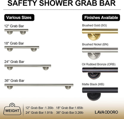 Shower Safety Bar for Seniors Disabled, 1-Pack Shower Grab Bar | Modern Stainless Steel Handicap Grab Bar for Bathtubs and Showers, (Brushed Nickel, 1 Pack 18")