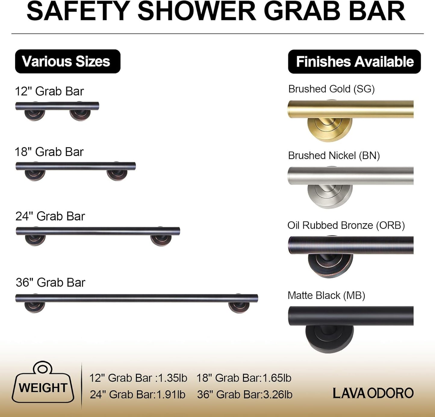 Shower Safety Bar for Seniors Disabled, 1-Pack Shower Grab Bar | Modern Stainless Steel Handicap Grab Bar for Bathtubs and Showers, (Brushed Nickel, 1 Pack 18")