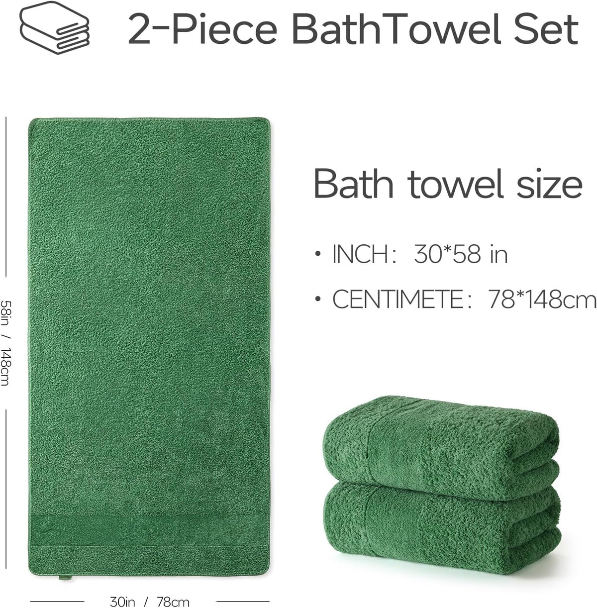 REDKISS 2 Pack Luxury 30x58 Inch Large Cotton Bath Towels Set, Sand Beige | 100% cotton luxury fabric, ultra soft, highly absorbent & quick dry sand Beige towels for bathroom, gym, hotel and spa
