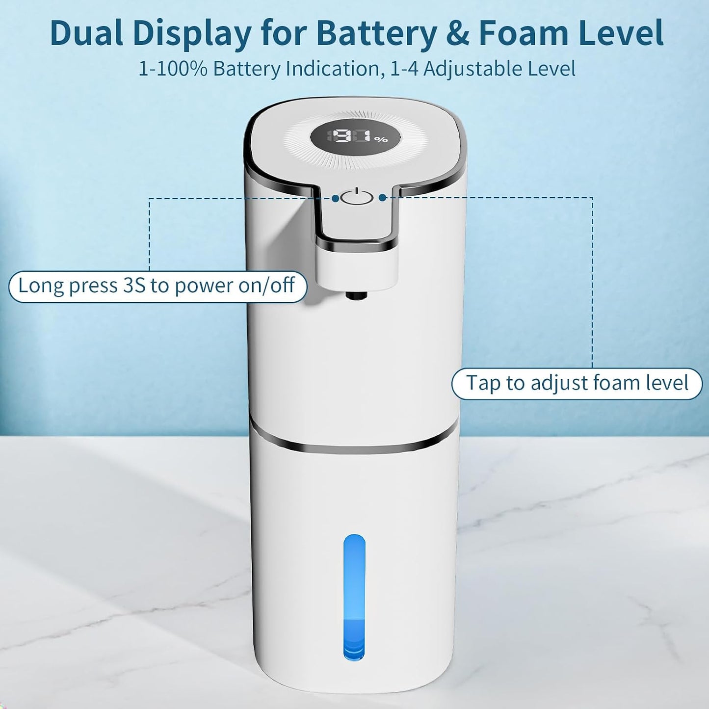 2 Pack Automatic Foaming Soap Dispenser Touchless, Digital Display, 14.2oz