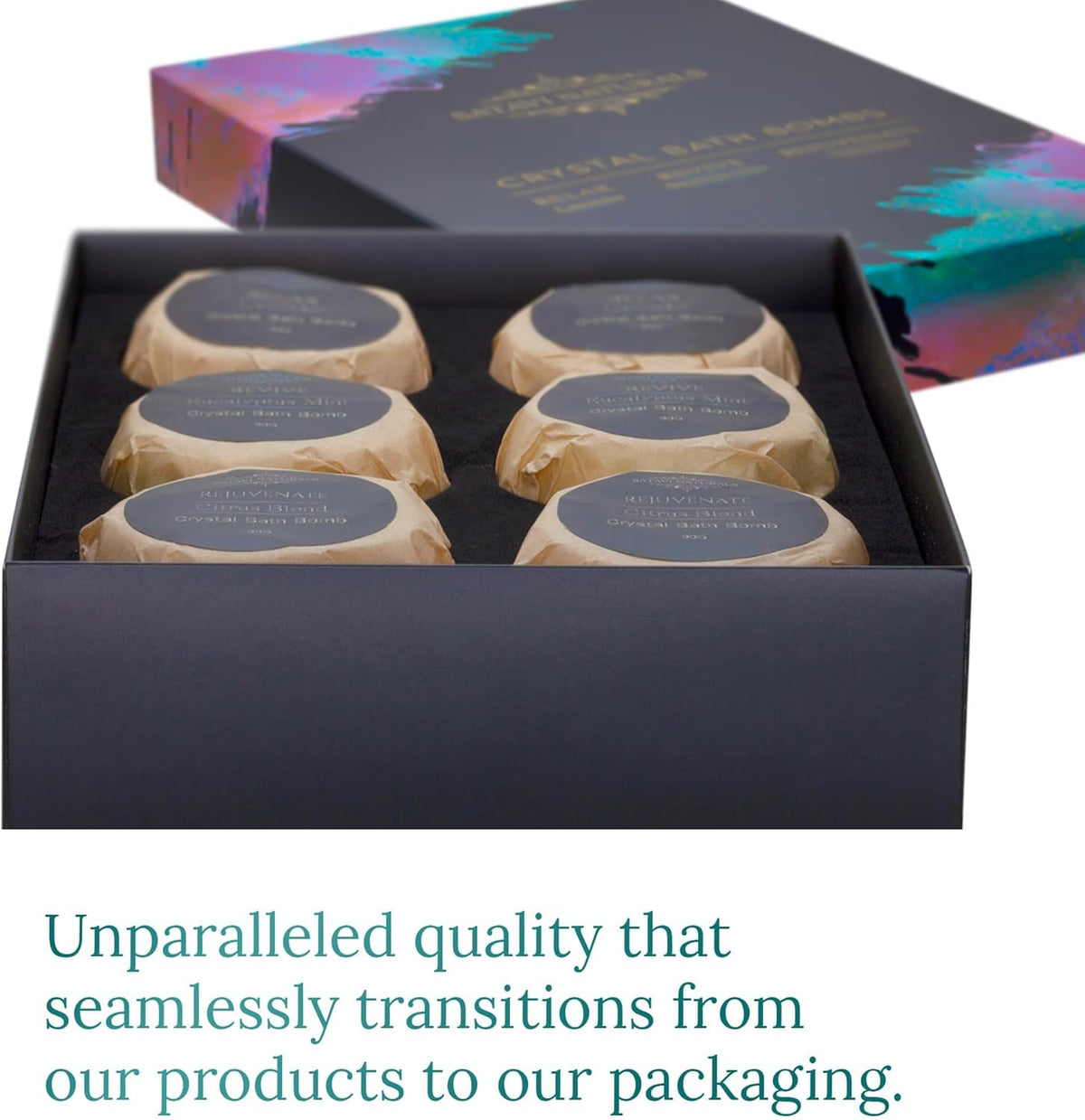 Crystal Bath Bombs Gift Set (6 Pack) – Aromatherapy Geode Fizzies with Nourishing Bath Salts – Lavender, Eucalyptus Mint & Citrus – Spa Gifts for Women, Relaxation & Moisturizing