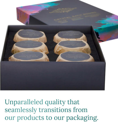 Crystal Bath Bombs Gift Set (6 Pack) – Aromatherapy Geode Fizzies with Nourishing Bath Salts – Lavender, Eucalyptus Mint & Citrus – Spa Gifts for Women, Relaxation & Moisturizing