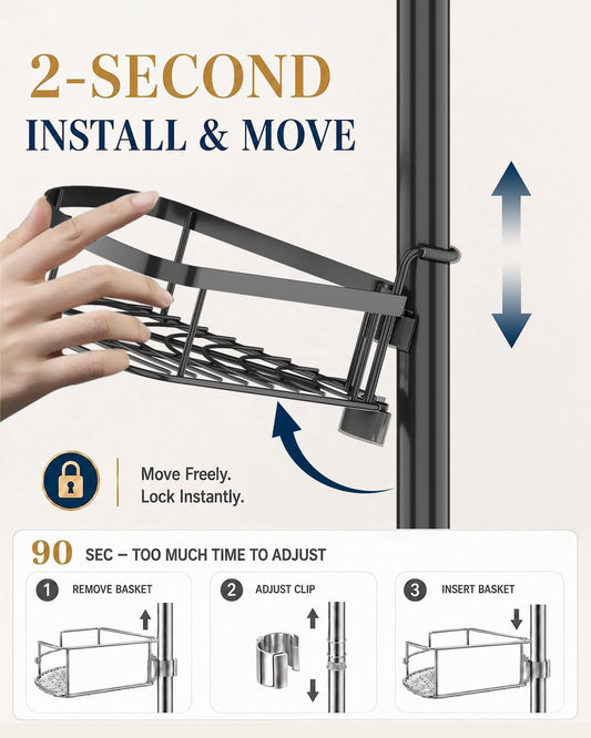 Rustproof Corner Shower Caddy Tension Pole for Bathroom Organizers