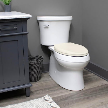 Cameron Biscuit Toilet Seat, Non Slip Heavy Duty Wood, Easy Clean, Made in USA, Round