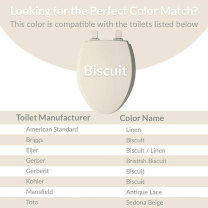 Cameron Biscuit Toilet Seat, Non Slip Heavy Duty Wood, Easy Clean, Made in USA, Round