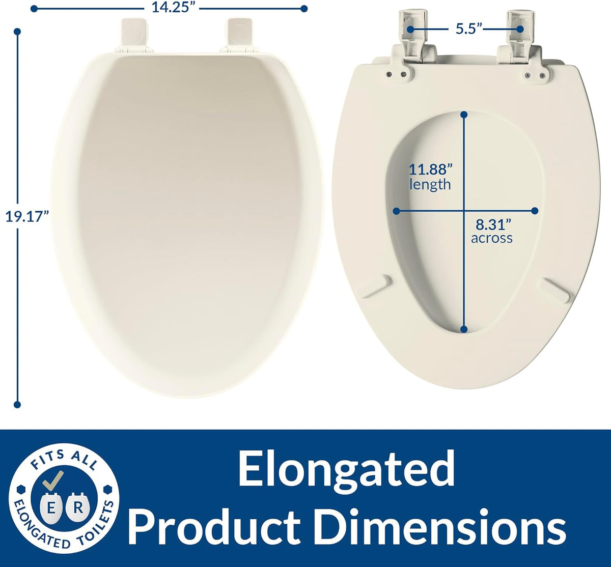 Cameron Biscuit Toilet Seat, Non Slip Heavy Duty Wood, Easy Clean, Made in USA, Round
