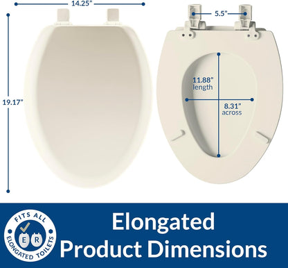 Cameron Biscuit Toilet Seat, Non Slip Heavy Duty Wood, Easy Clean, Made in USA, Round