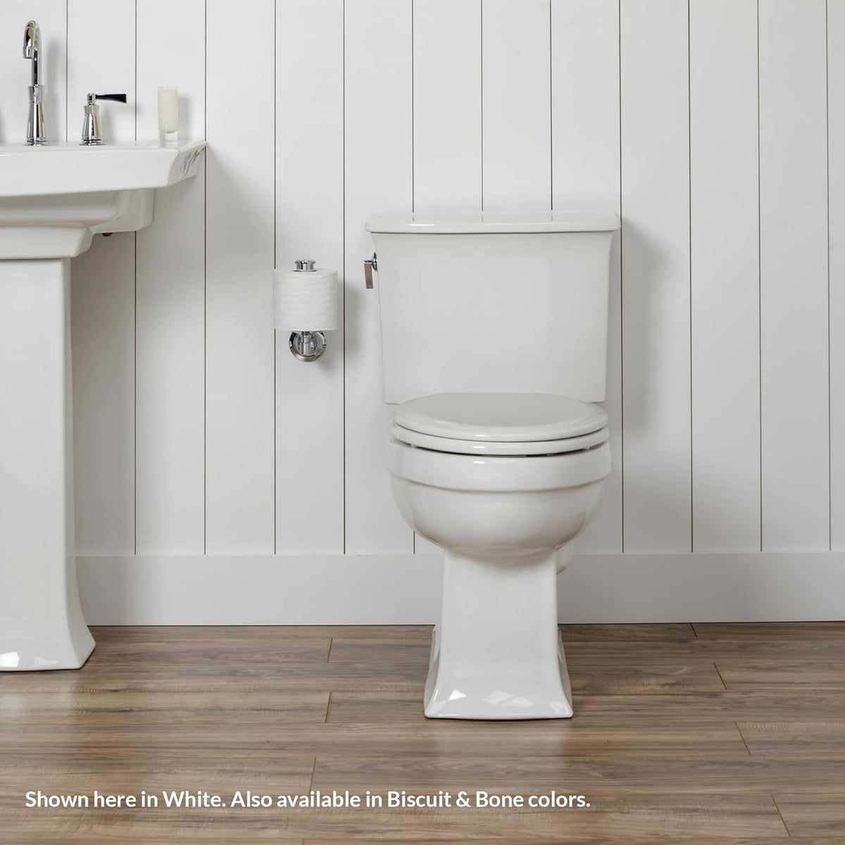Cameron Biscuit Toilet Seat, Non Slip Heavy Duty Wood, Easy Clean, Made in USA, Round