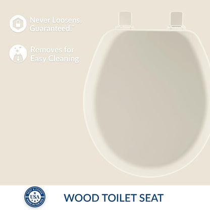 Cameron Biscuit Toilet Seat, Non Slip Heavy Duty Wood, Easy Clean, Made in USA, Round