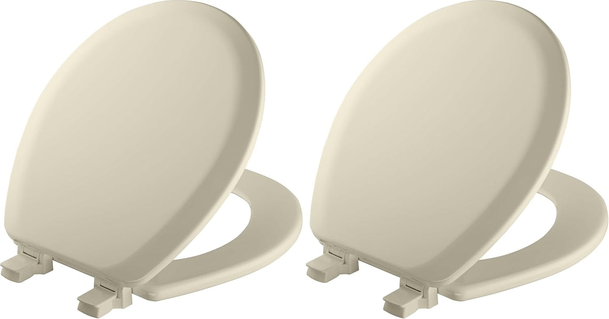 Cameron Biscuit Toilet Seat, Non Slip Heavy Duty Wood, Easy Clean, Made in USA, Round