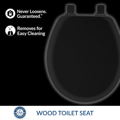 Cameron Biscuit Toilet Seat, Non Slip Heavy Duty Wood, Easy Clean, Made in USA, Round