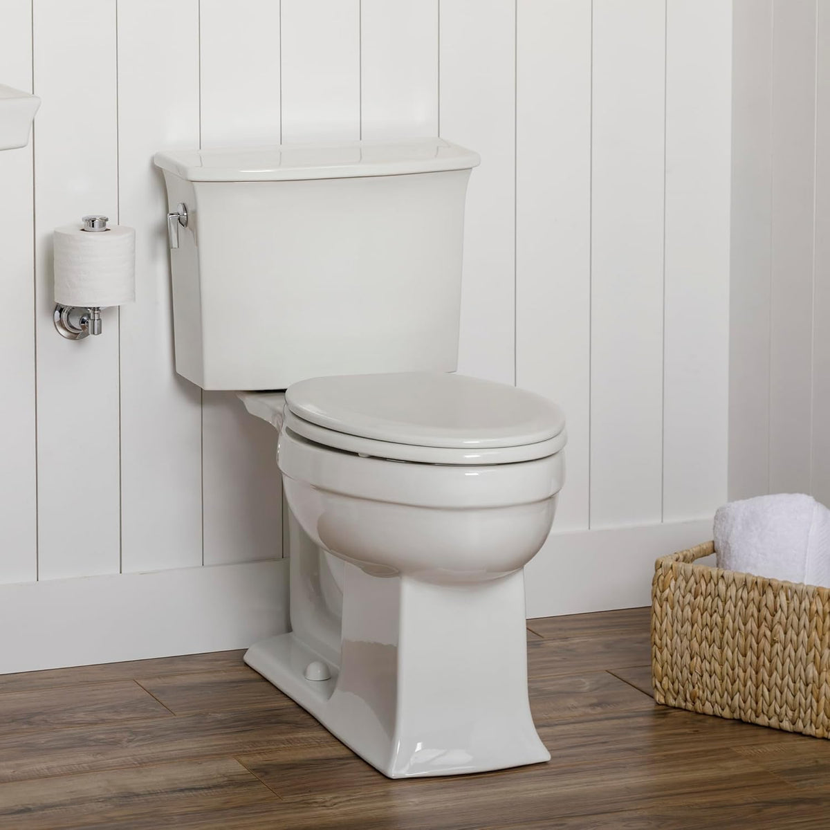 Cameron Biscuit Toilet Seat, Non Slip Heavy Duty Wood, Easy Clean, Made in USA, Round