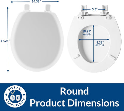 Cameron Biscuit Toilet Seat, Non Slip Heavy Duty Wood, Easy Clean, Made in USA, Round