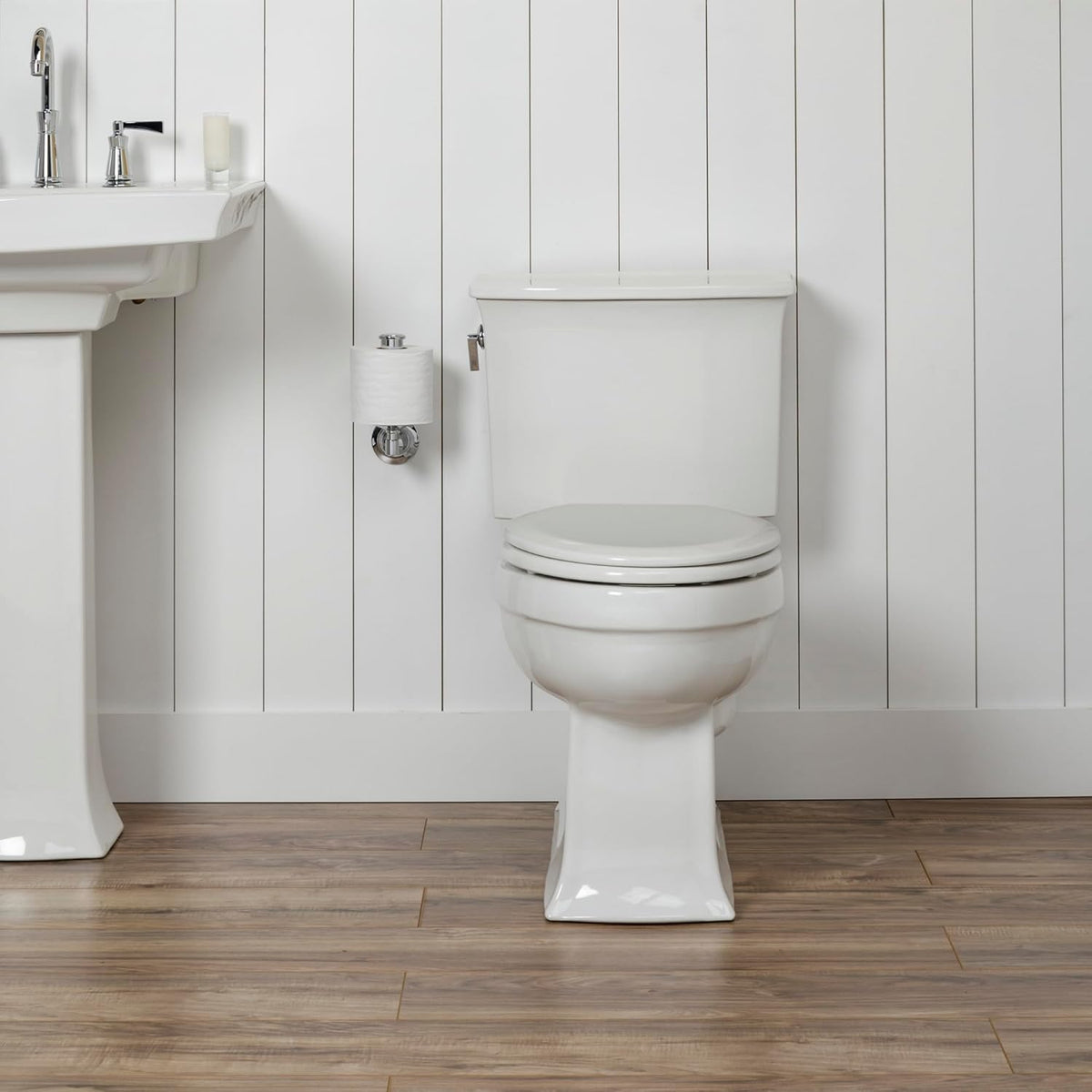 Cameron Biscuit Toilet Seat, Non Slip Heavy Duty Wood, Easy Clean, Made in USA, Round