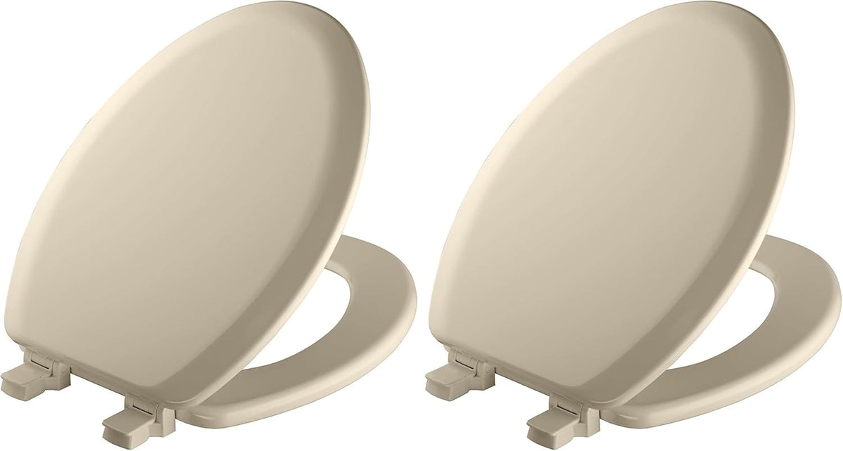 Cameron Biscuit Toilet Seat, Non Slip Heavy Duty Wood, Easy Clean, Made in USA, Round