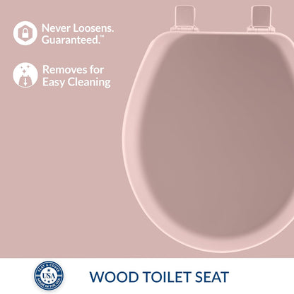 Cameron Biscuit Toilet Seat, Non Slip Heavy Duty Wood, Easy Clean, Made in USA, Round