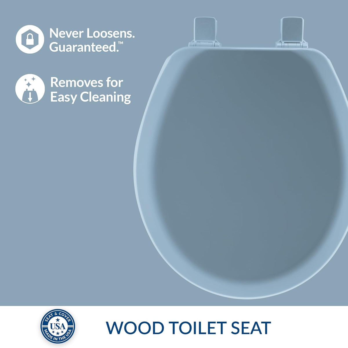 Cameron Biscuit Toilet Seat, Non Slip Heavy Duty Wood, Easy Clean, Made in USA, Round