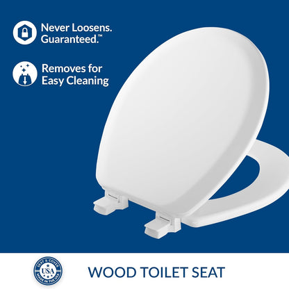 Cameron Biscuit Toilet Seat, Non Slip Heavy Duty Wood, Easy Clean, Made in USA, Round