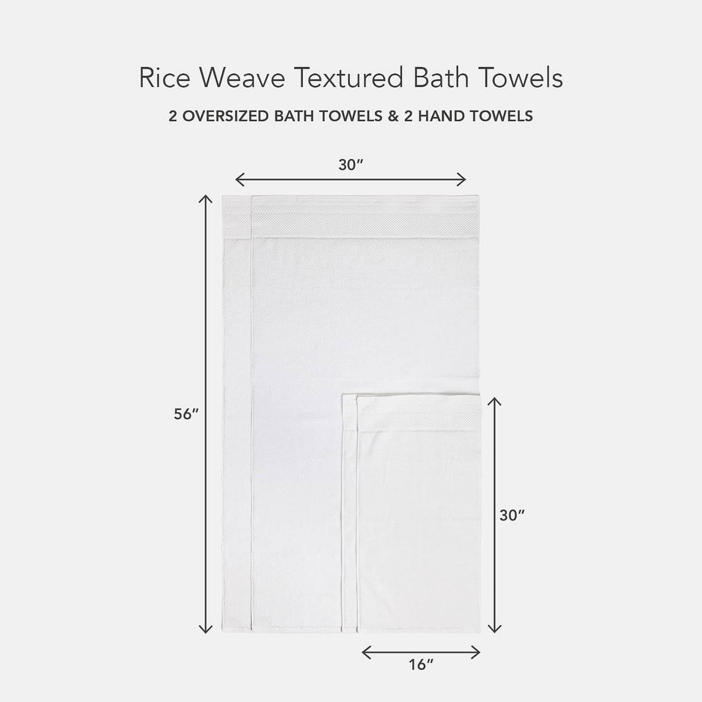 Texere 100% Organic Cotton Jacquard 650 GSM Premium Bath Towel Sets - Extra Absorbent Quick Dry and Plush, 2 Large Bath Towels, 2 Hand Towels, 2 Washcloths (Cable, Birch, 6 Piece)