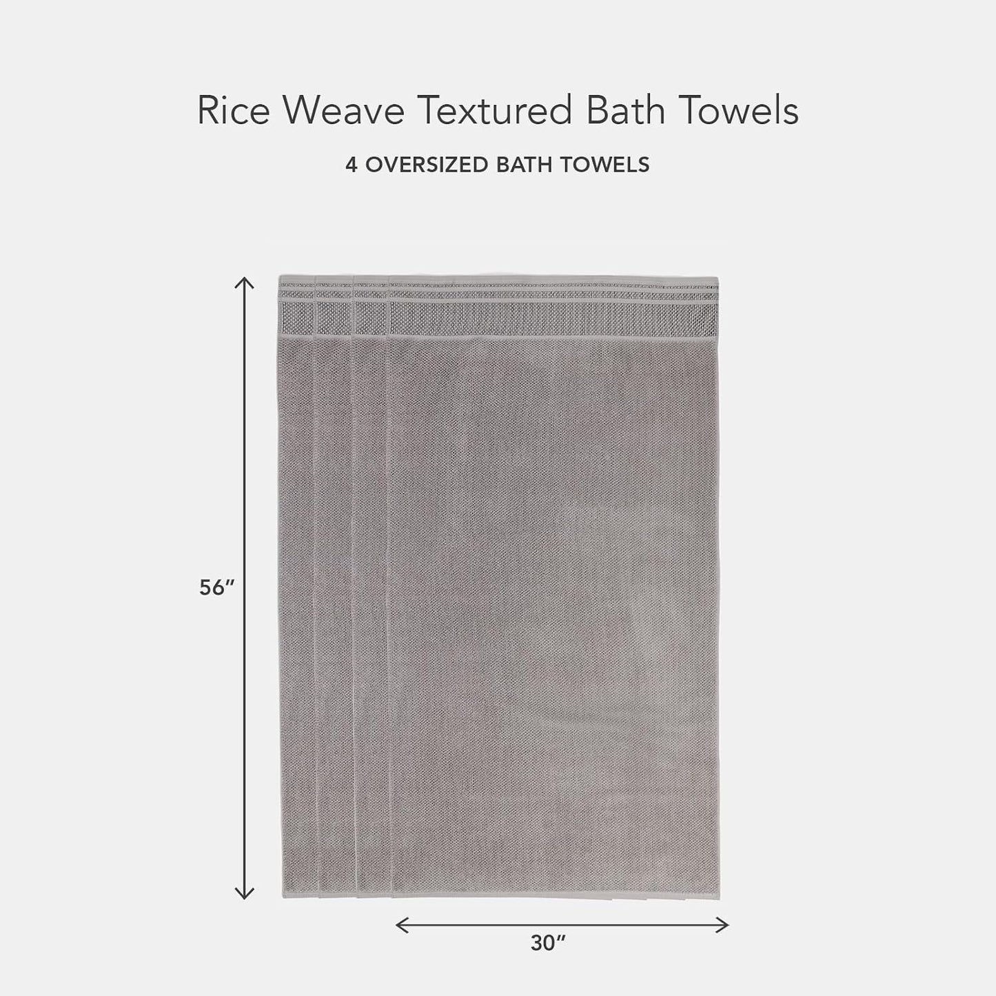 Texere 100% Organic Cotton Jacquard 650 GSM Premium Bath Towel Sets - Extra Absorbent Quick Dry and Plush, 2 Large Bath Towels, 2 Hand Towels, 2 Washcloths (Cable, Birch, 6 Piece)