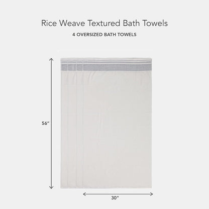 Texere 100% Organic Cotton Jacquard 650 GSM Premium Bath Towel Sets - Extra Absorbent Quick Dry and Plush, 2 Large Bath Towels, 2 Hand Towels, 2 Washcloths (Cable, Birch, 6 Piece)