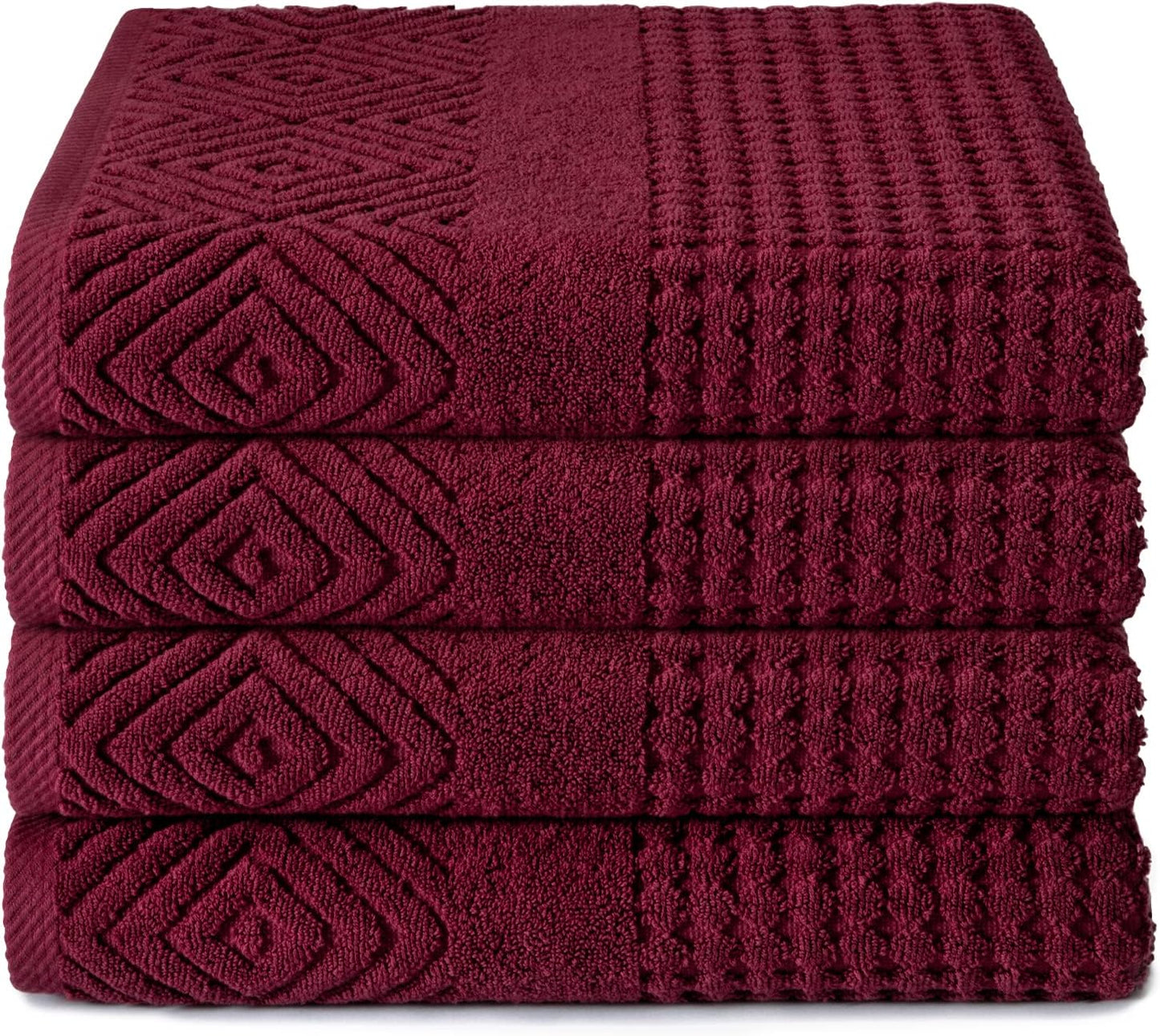 Texere 100% Organic Cotton Jacquard 650 GSM Premium Bath Towel Sets - Extra Absorbent Quick Dry and Plush, 2 Large Bath Towels, 2 Hand Towels, 2 Washcloths (Cable, Birch, 6 Piece)
