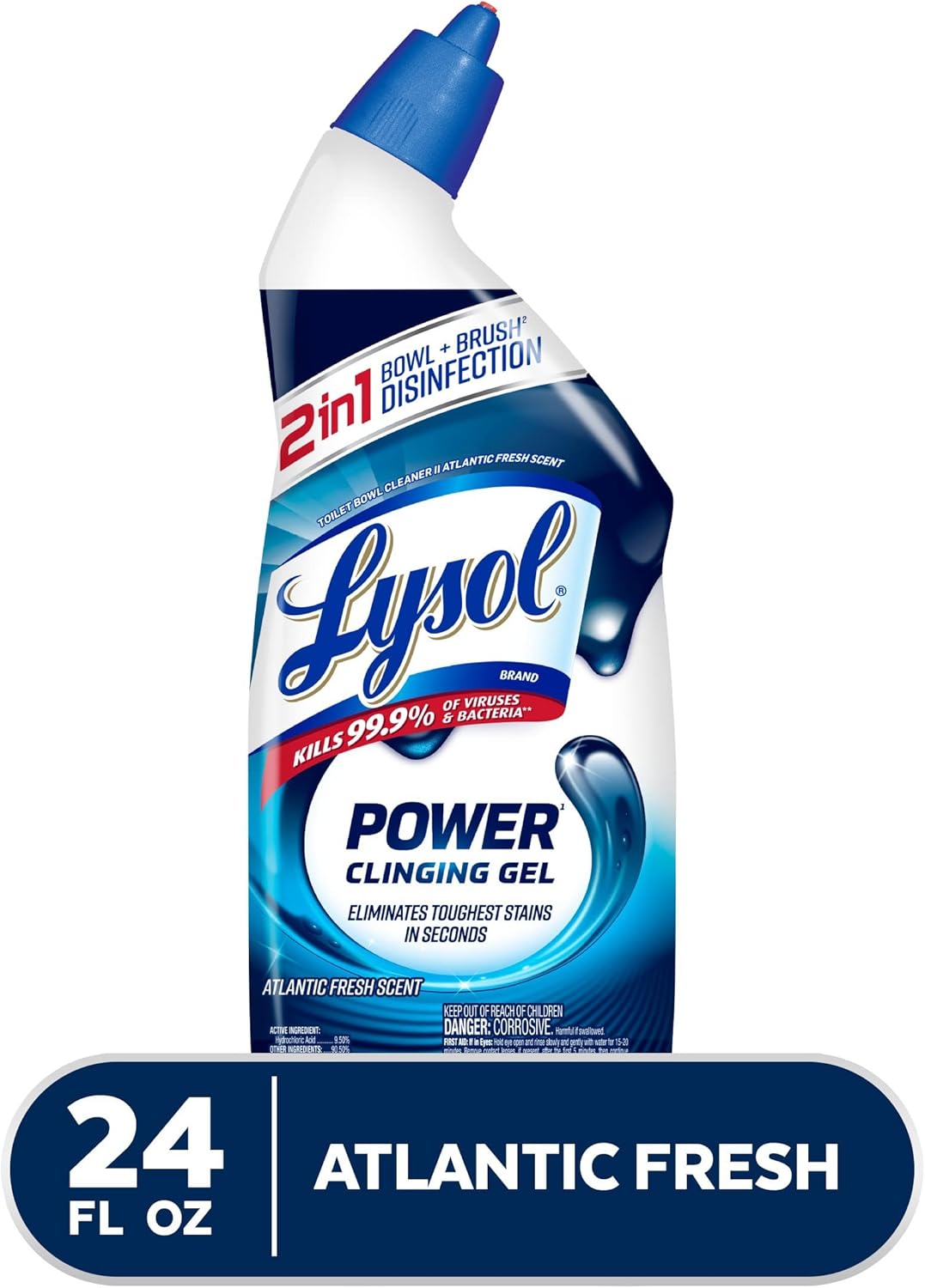 Power Toilet Bowl Cleaner Gel, For Cleaning and Disinfecting, Stain Removal, 24oz