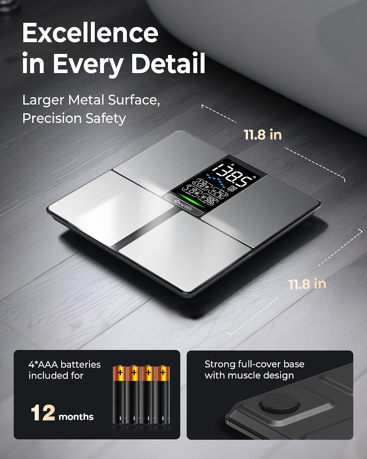 Smart Scale for Body Weight, BMI, Body Fat Bathroom Scale 450lb