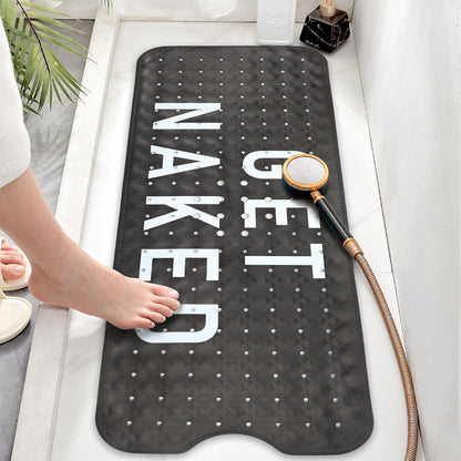 Non Slip, Bohemia Extra Long Shower Floor Mat with Suction Cups and Drain Holes for Adults Kids Elderly 40 X 16 Inch