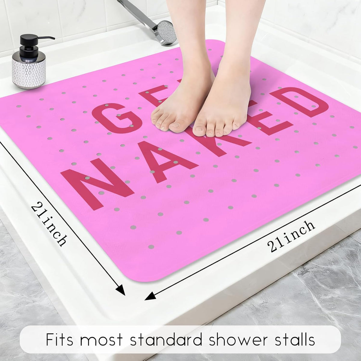 Non Slip, Bohemia Extra Long Shower Floor Mat with Suction Cups and Drain Holes for Adults Kids Elderly 40 X 16 Inch