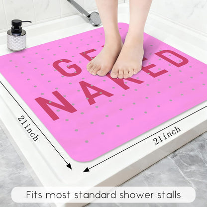 Non Slip, Bohemia Extra Long Shower Floor Mat with Suction Cups and Drain Holes for Adults Kids Elderly 40 X 16 Inch