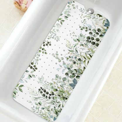 Non Slip, Bohemia Extra Long Shower Floor Mat with Suction Cups and Drain Holes for Adults Kids Elderly 40 X 16 Inch