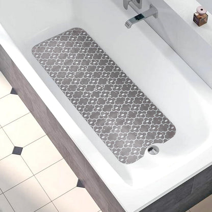 Non Slip, Bohemia Extra Long Shower Floor Mat with Suction Cups and Drain Holes for Adults Kids Elderly 40 X 16 Inch