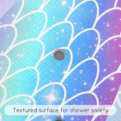 Non Slip, Bohemia Extra Long Shower Floor Mat with Suction Cups and Drain Holes for Adults Kids Elderly 40 X 16 Inch