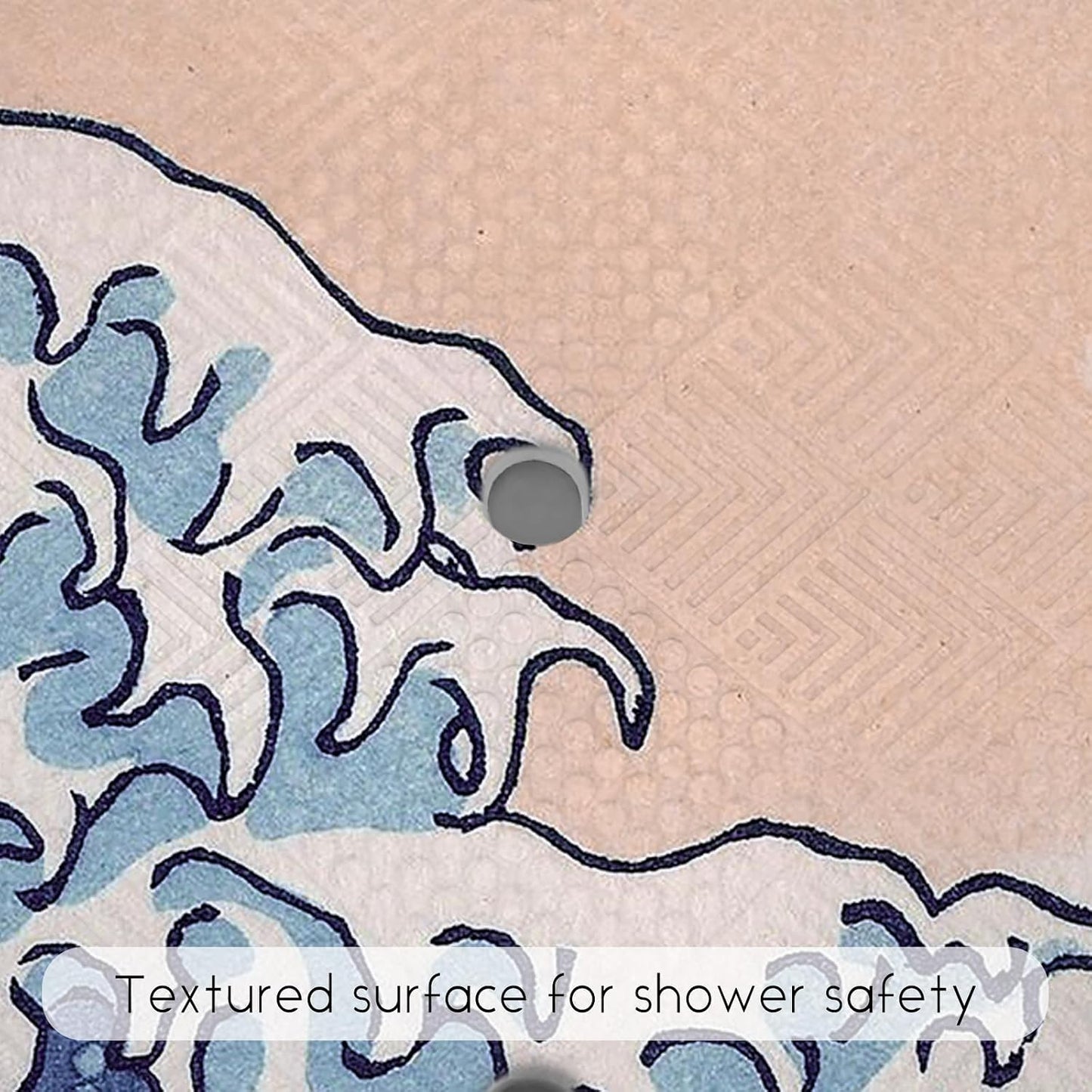 Non Slip, Bohemia Extra Long Shower Floor Mat with Suction Cups and Drain Holes for Adults Kids Elderly 40 X 16 Inch