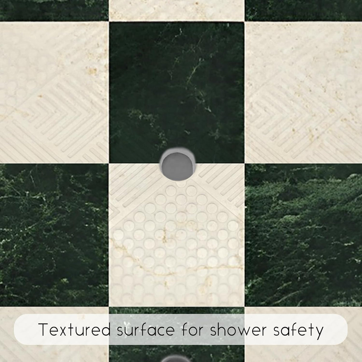 Non Slip, Bohemia Extra Long Shower Floor Mat with Suction Cups and Drain Holes for Adults Kids Elderly 40 X 16 Inch