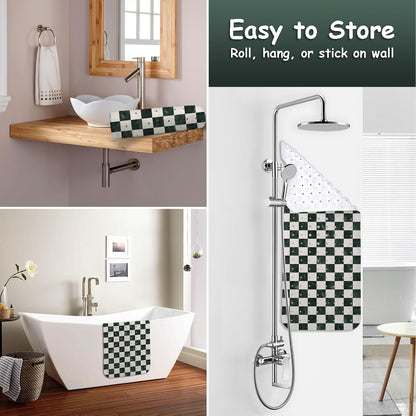 Non Slip, Bohemia Extra Long Shower Floor Mat with Suction Cups and Drain Holes for Adults Kids Elderly 40 X 16 Inch