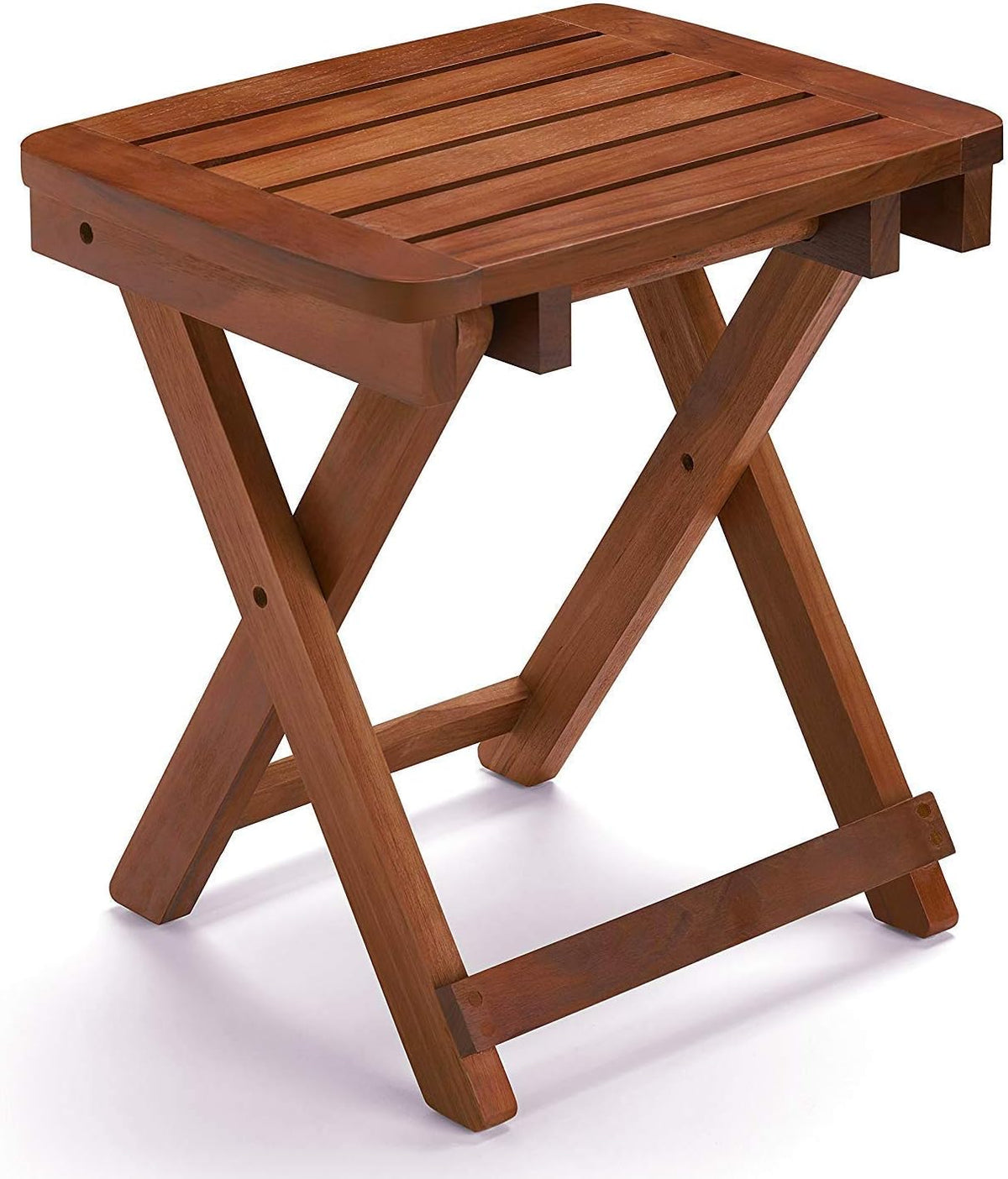 Portable Shower Bench-Bamboo Folding Shower Stool Seat Chair Fully Assembled-Hold Up to 500 LBS