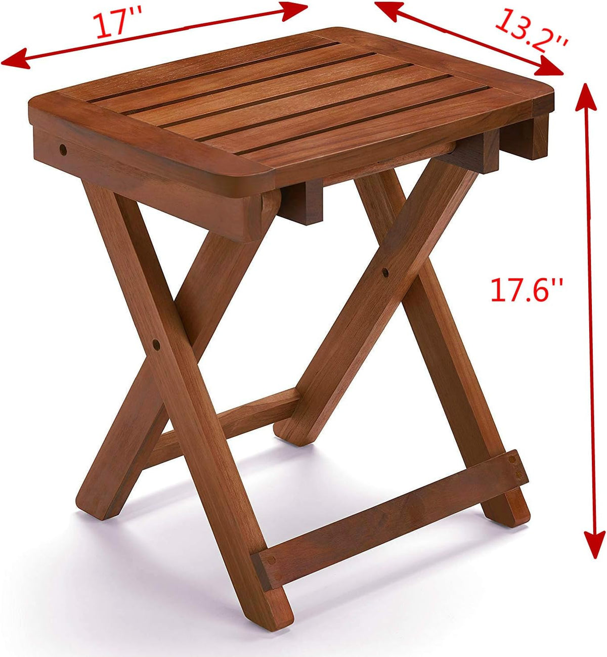 Portable Shower Bench-Bamboo Folding Shower Stool Seat Chair Fully Assembled-Hold Up to 500 LBS