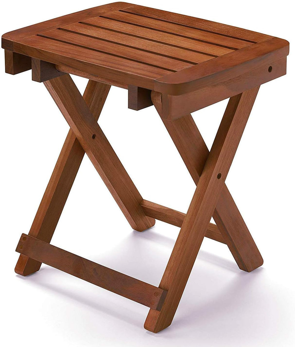Portable Shower Bench-Bamboo Folding Shower Stool Seat Chair Fully Assembled-Hold Up to 500 LBS