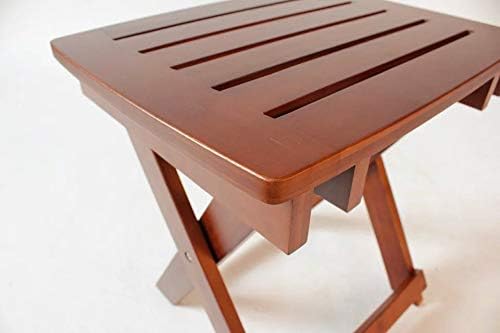 Portable Shower Bench-Bamboo Folding Shower Stool Seat Chair Fully Assembled-Hold Up to 500 LBS