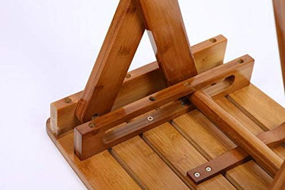 Portable Shower Bench-Bamboo Folding Shower Stool Seat Chair Fully Assembled-Hold Up to 500 LBS