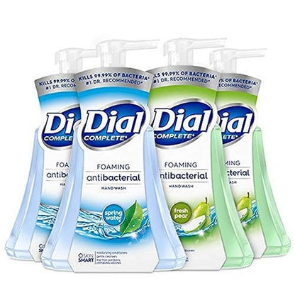 Dial Complete Anti-bacterial Foaming Hand Wash, 60 oz of Foaming Hand Soap. 2-scent Variety Pack Spring Water/Pear, 15 Fluid Ounces each