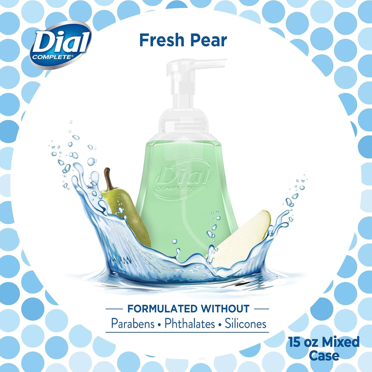 Dial Complete Anti-bacterial Foaming Hand Wash, 60 oz of Foaming Hand Soap. 2-scent Variety Pack Spring Water/Pear, 15 Fluid Ounces each