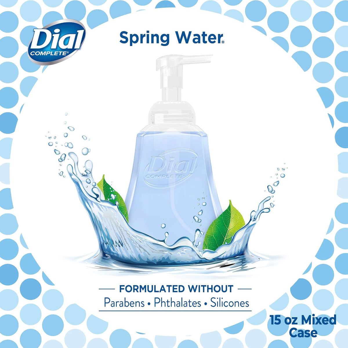 Dial Complete Anti-bacterial Foaming Hand Wash, 60 oz of Foaming Hand Soap. 2-scent Variety Pack Spring Water/Pear, 15 Fluid Ounces each