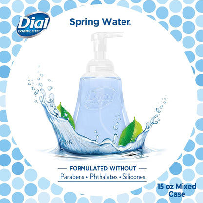 Dial Complete Anti-bacterial Foaming Hand Wash, 60 oz of Foaming Hand Soap. 2-scent Variety Pack Spring Water/Pear, 15 Fluid Ounces each