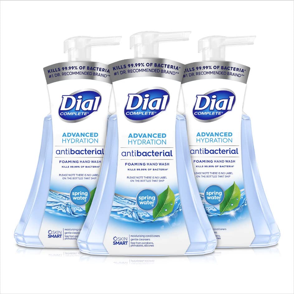 Dial Complete Anti-bacterial Foaming Hand Wash, 60 oz of Foaming Hand Soap. 2-scent Variety Pack Spring Water/Pear, 15 Fluid Ounces each