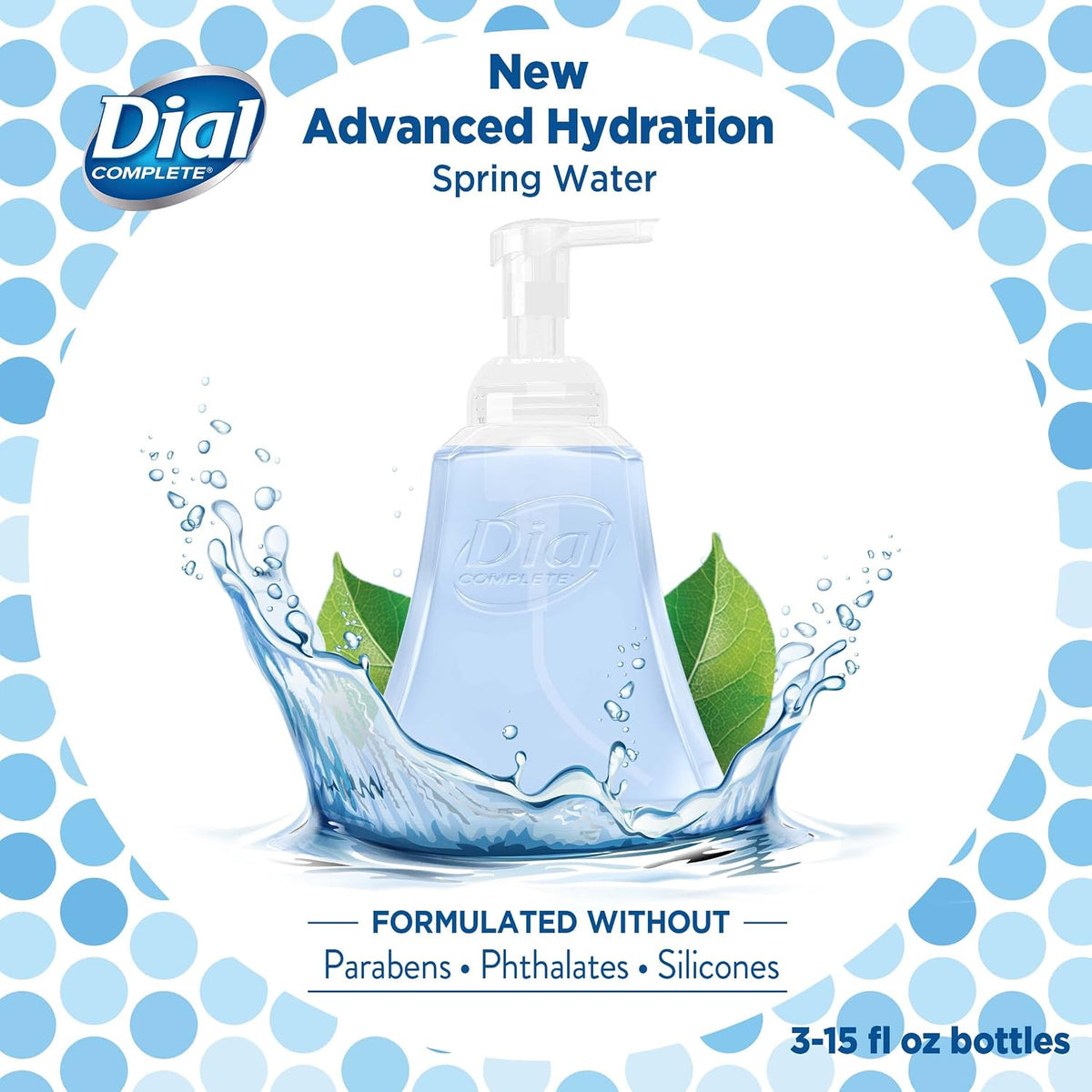 Dial Complete Anti-bacterial Foaming Hand Wash, 60 oz of Foaming Hand Soap. 2-scent Variety Pack Spring Water/Pear, 15 Fluid Ounces each